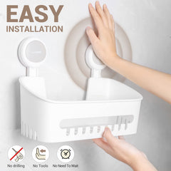 LUXEAR panier de douche avec bouteilles illustrant capacité pratique