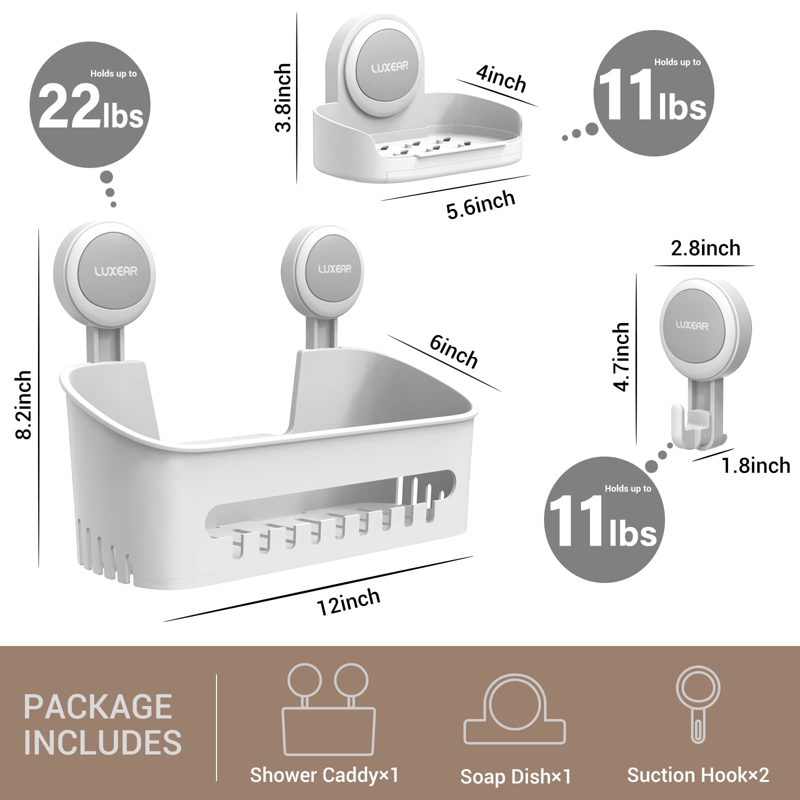 LUXEAR porte-savon gros plan démontrant drainage efficace