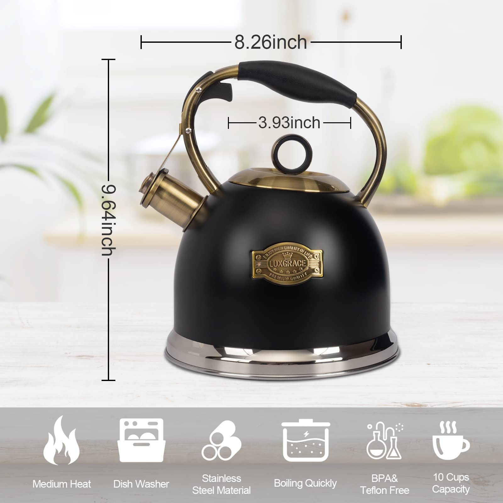 LUXGRACE sifflet vapeur montrant alerte sonore utile à l'ébullition