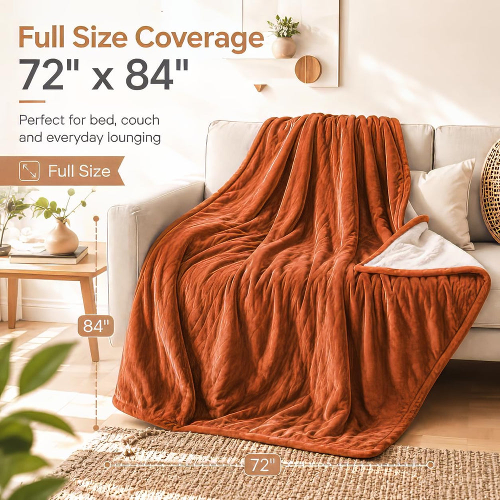 LUXIAN plaid posé sur lit double montrant la couverture complète et dimensions généreuses