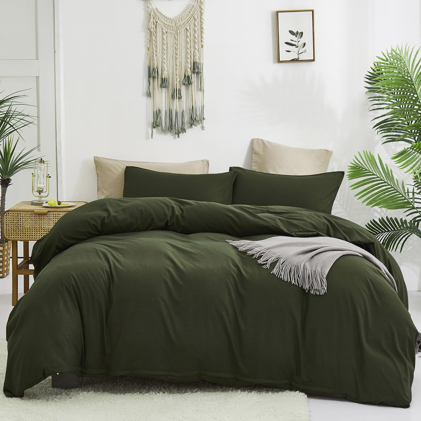 Luxlovery couette face olive foncé montrant élégance et confort