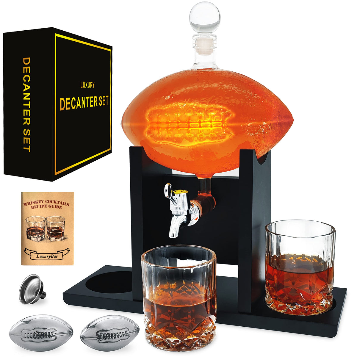 LuxuryBar carafe football vue de face montrant élégance et capacité