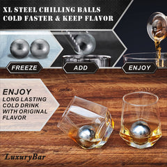 LuxuryBar verres avec chillballs inox, refroidissement sans dilution