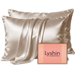 LYSHIN housse soie face avant élégante couleur champagne pour confort nocturne