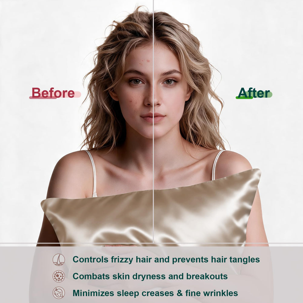 LYSHIN housse en usage sur oreiller illustrant protection peau et cheveux