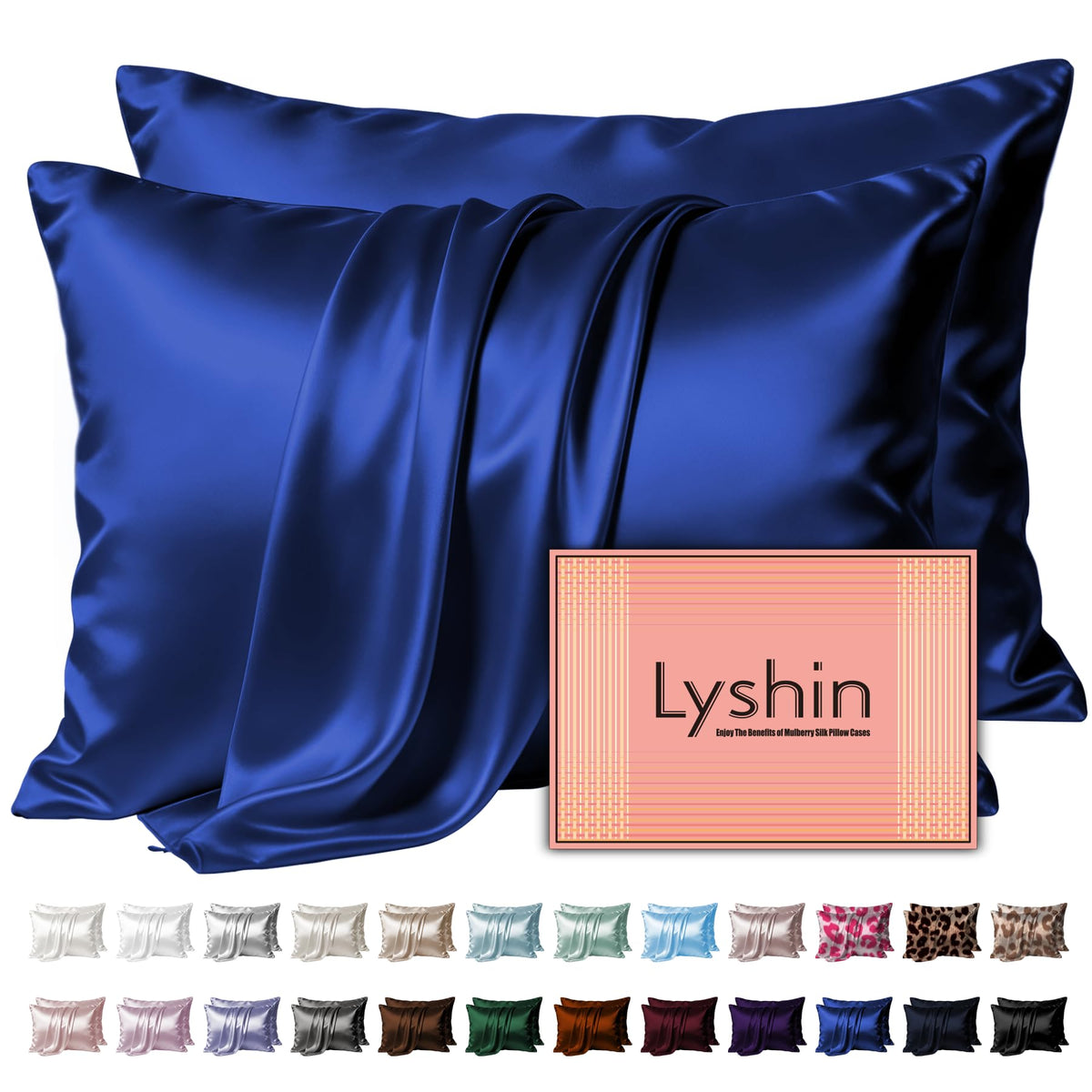 LYSHIN taie bleu royal vue avant montrant finition lisse et élégante
