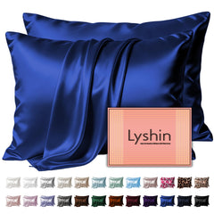 LYSHIN taie bleu royal vue avant montrant finition lisse et élégante