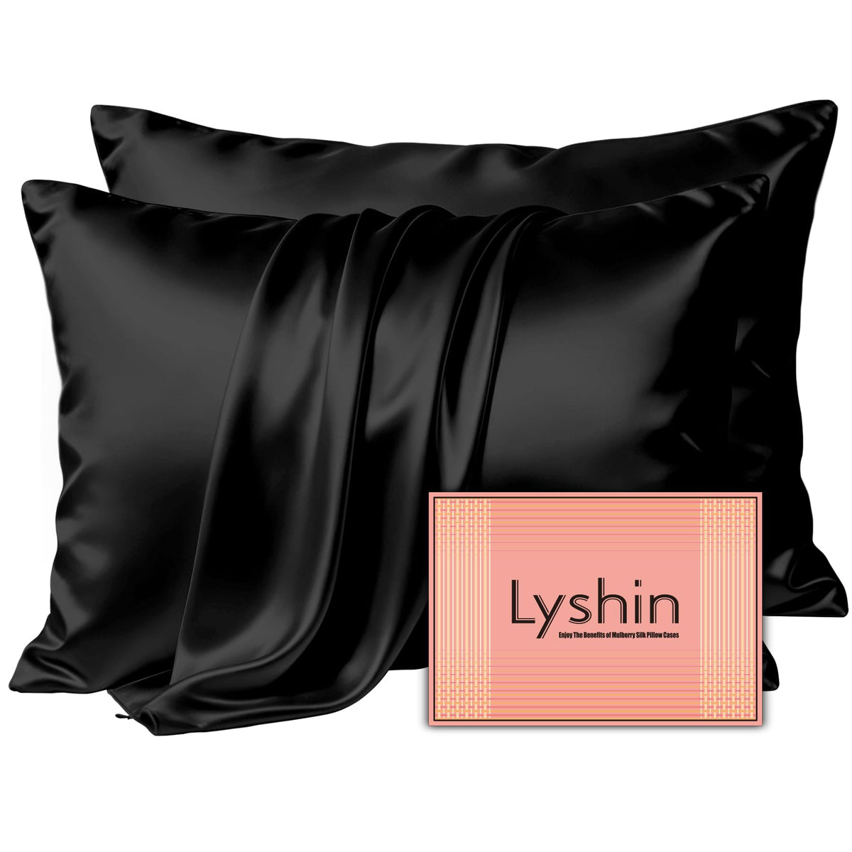 LYSHIN taie en soie noire face avant montrant l’emballage élégant et protection