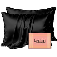 LYSHIN taie en soie noire face avant montrant l’emballage élégant et protection