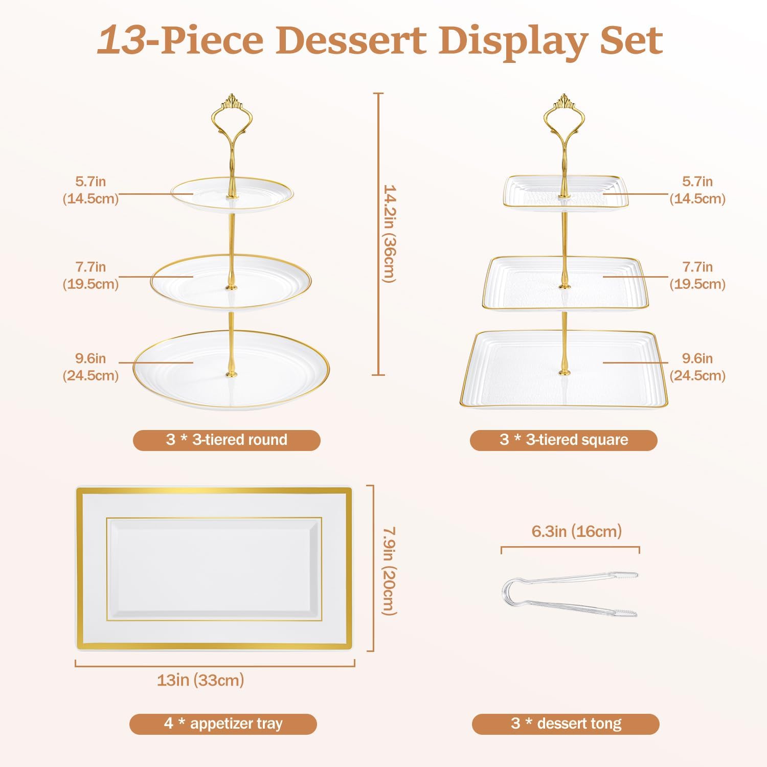 Lzerking plateau 13x8 blanc, surface idéale pour cupcakes