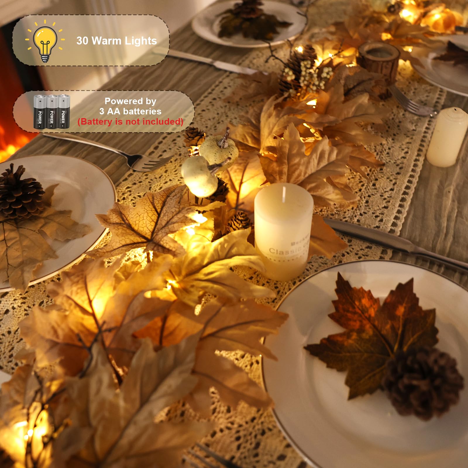 LZNPA détail citrouilles et pommes de pin ajoutant profondeur et réalisme décoratif