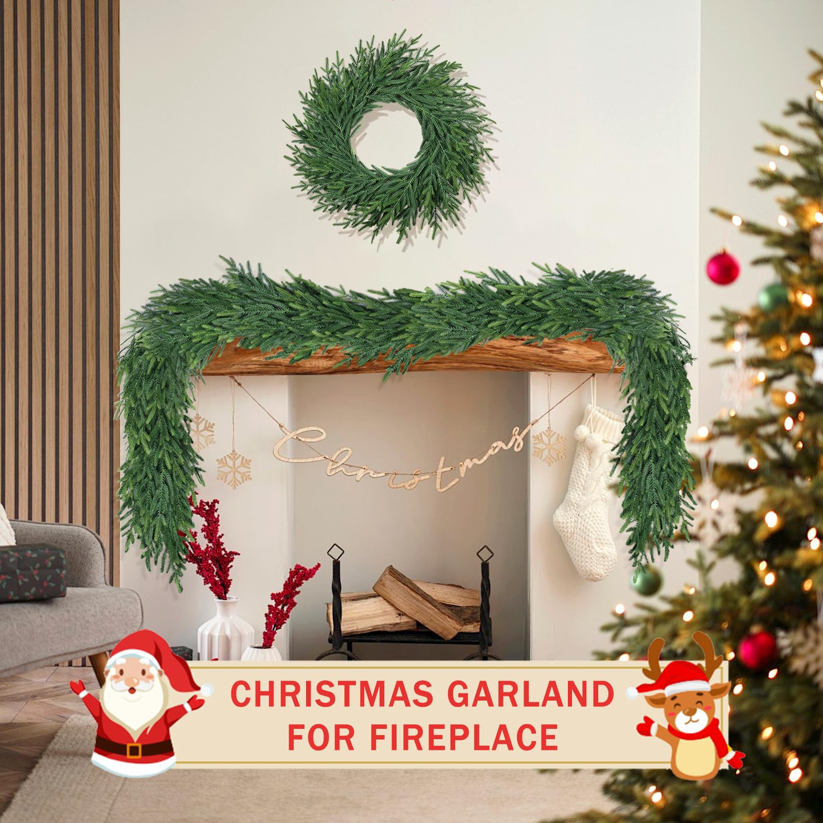 LZNPA guirlande personnalisée avec baies et rubans, ambiance Noël