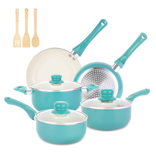 M MELENTA set face turquoise, design moderne et gain de place