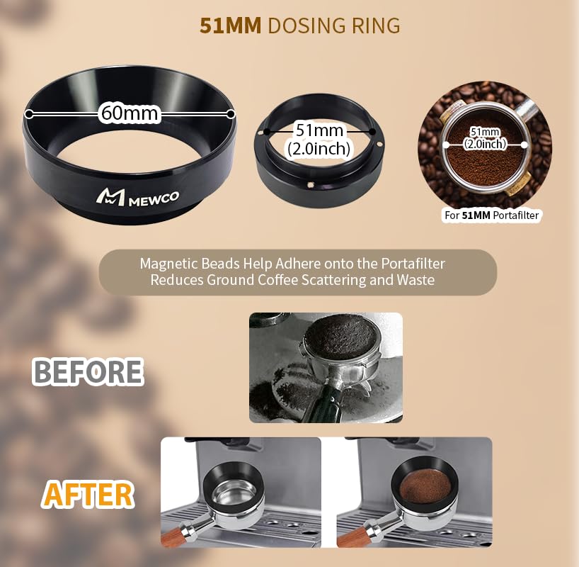 M MEWCO distributeur de café vue supérieure égalise les moutures