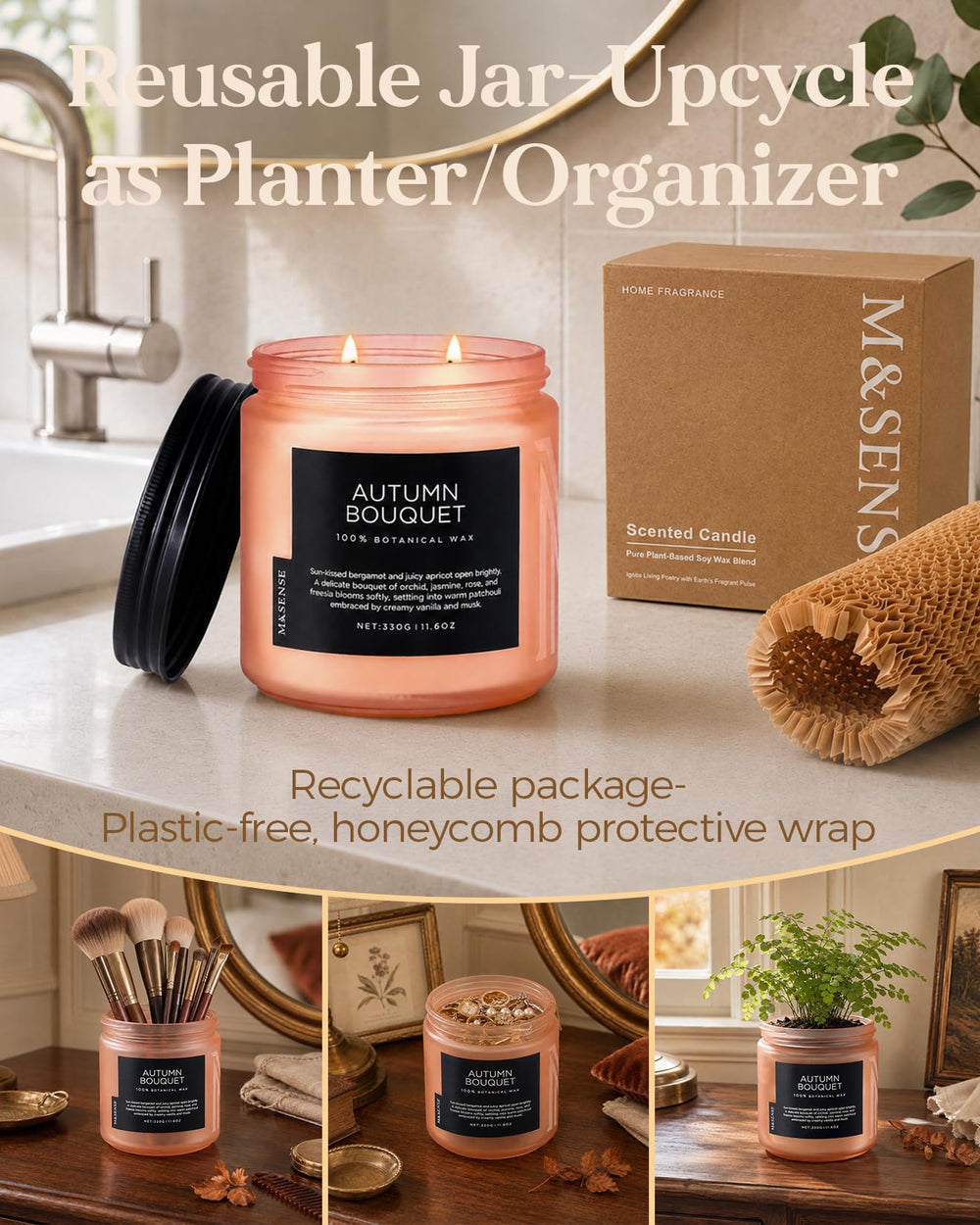 M&SENSE bougie dans salon, crée atmosphère chaleureuse et cosy