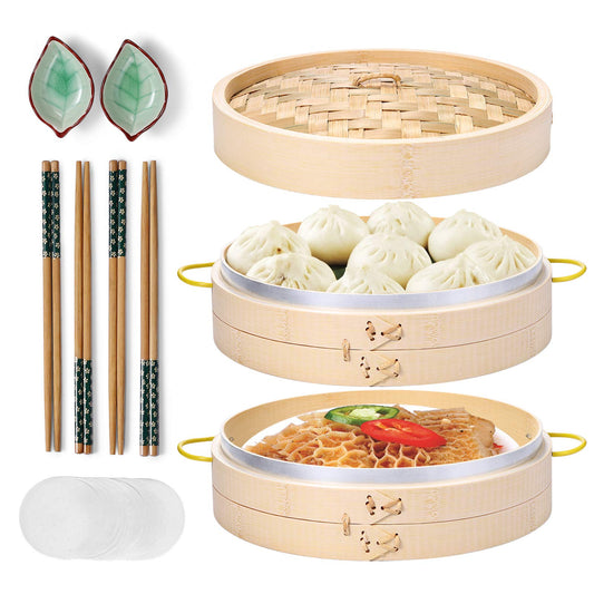 MacaRio vue avant du panier vapeur 10 pouces, design traditionnel bénéfique pour cuisson uniforme