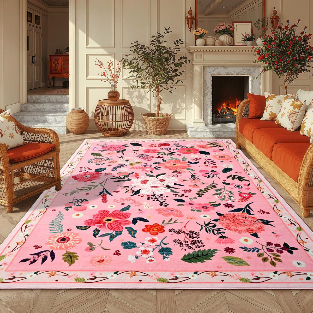 Macgace tapis floral vue avant apportant élégance décorative