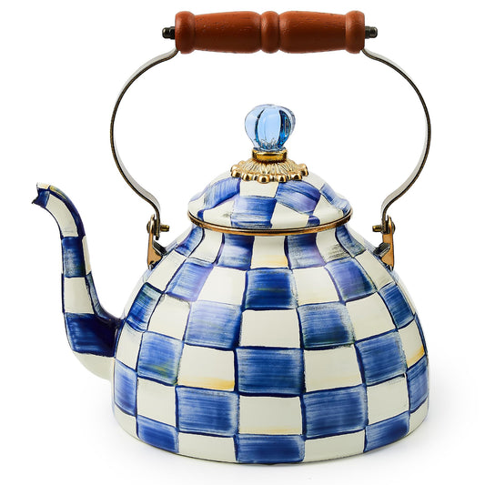 MACKENZIE-CHILDS bouilloire face avant motif Royal Check, style décoratif