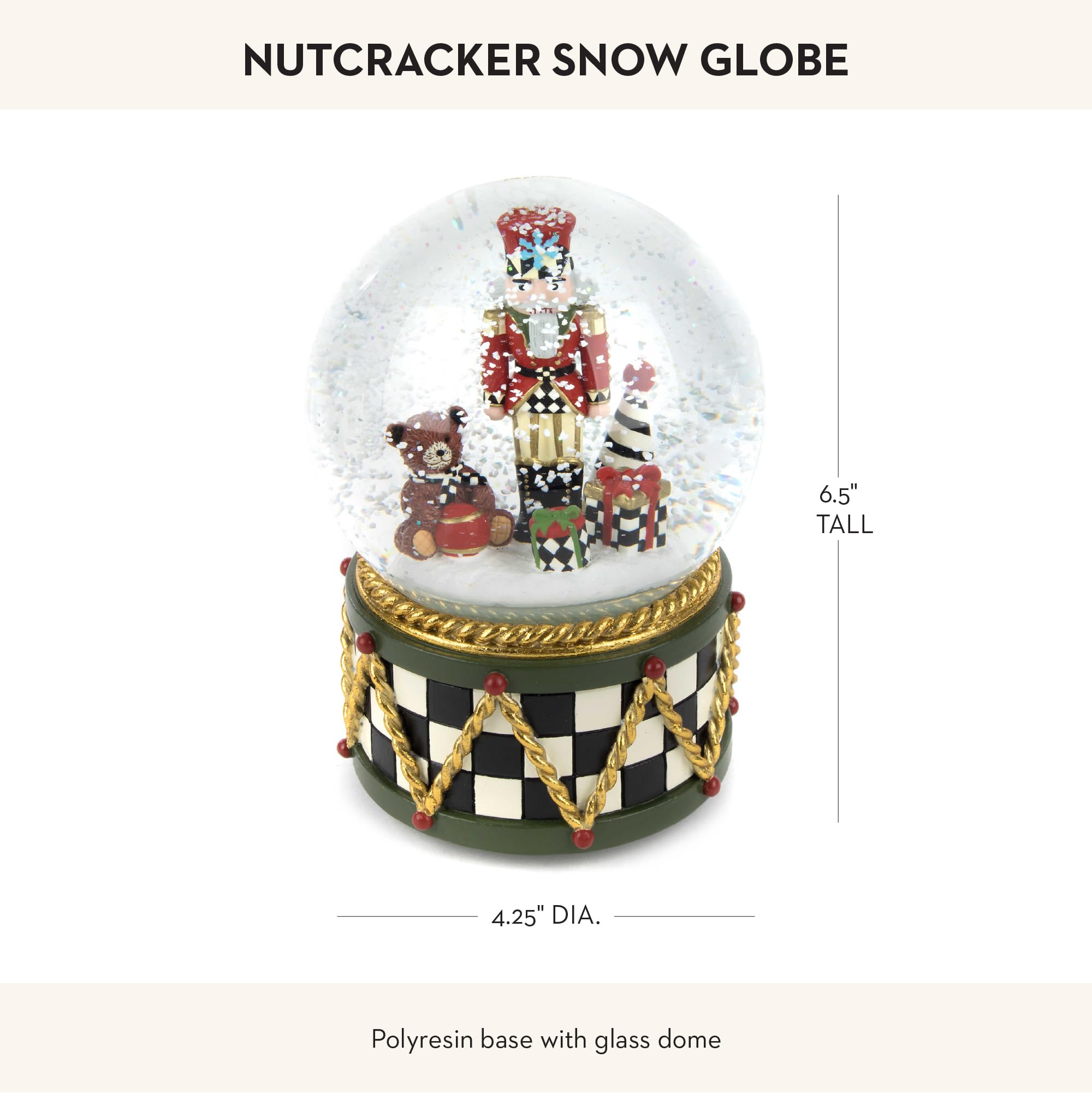 MACKENZIE-CHILDS globe en usage posé sur une étagère créant ambiance festive