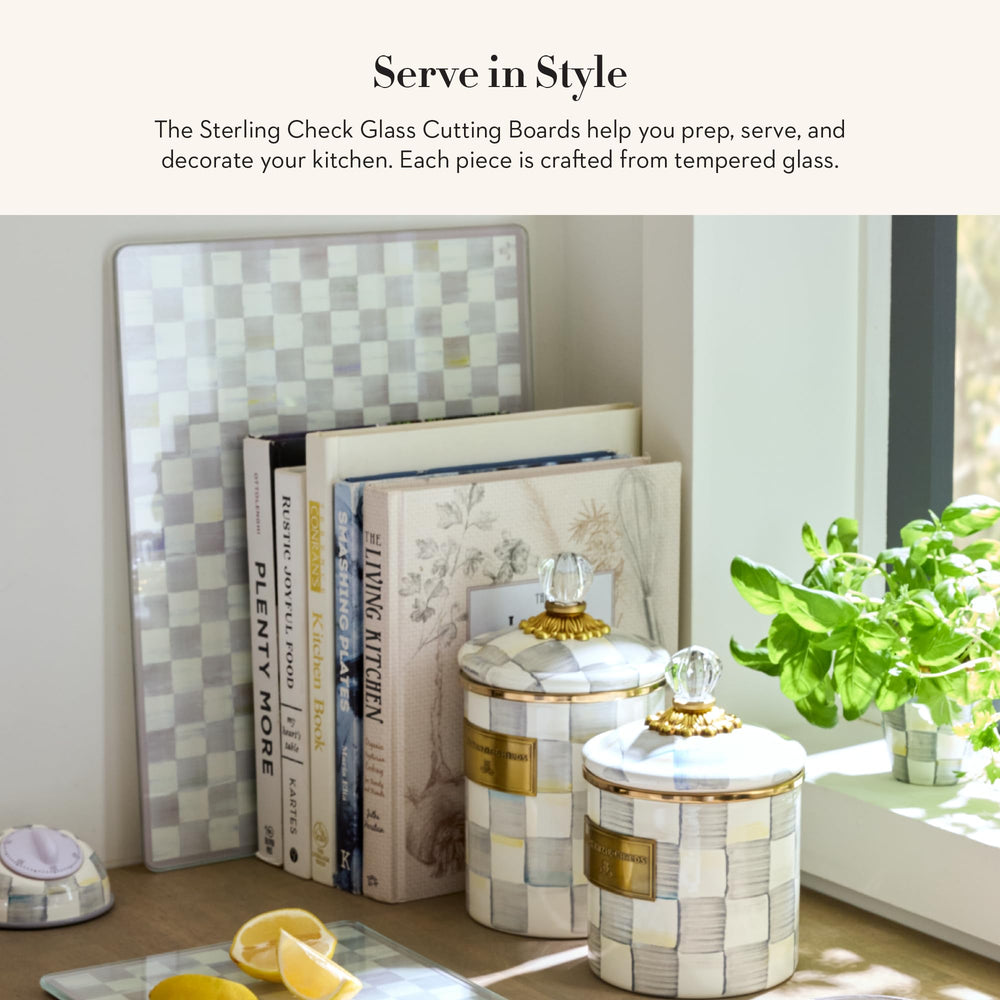 MACKENZIE-CHILDS grande planche en verre, utile pour découper et servir