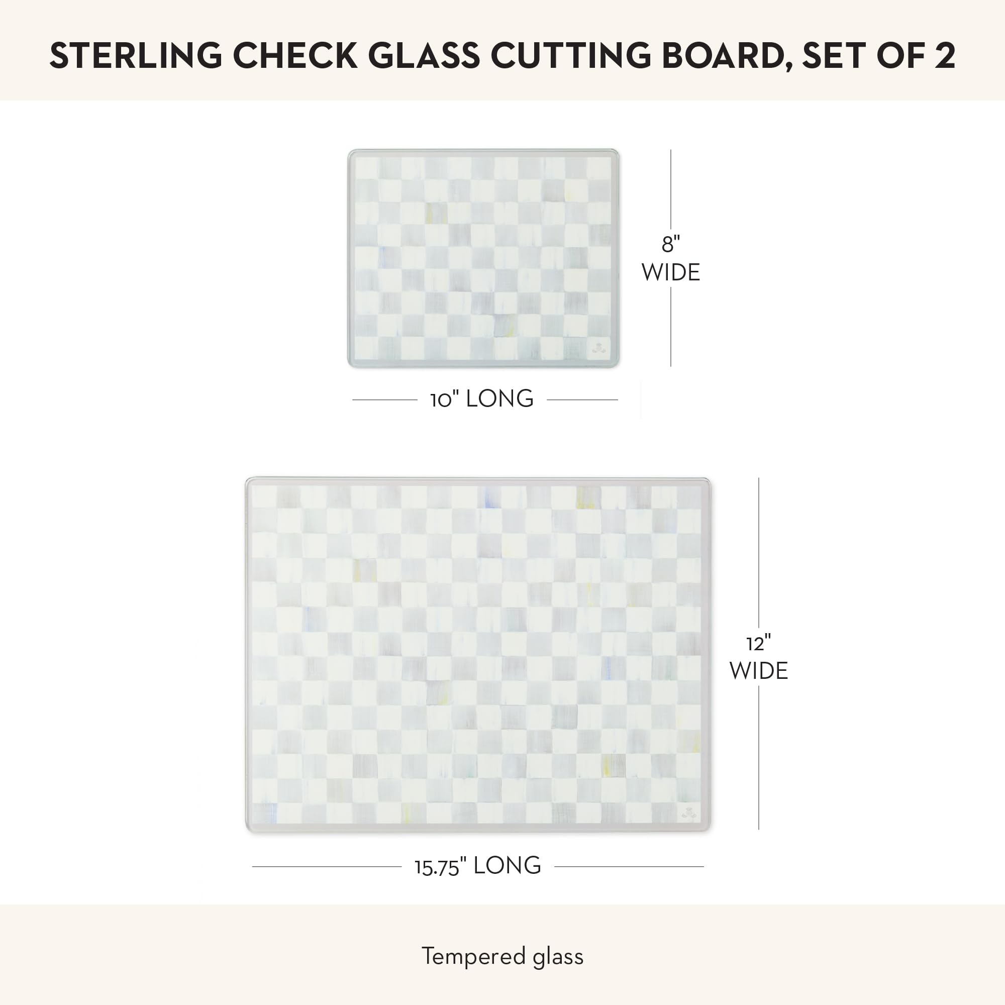 MACKENZIE-CHILDS gros plan motif carreaux, détail décoratif et durable