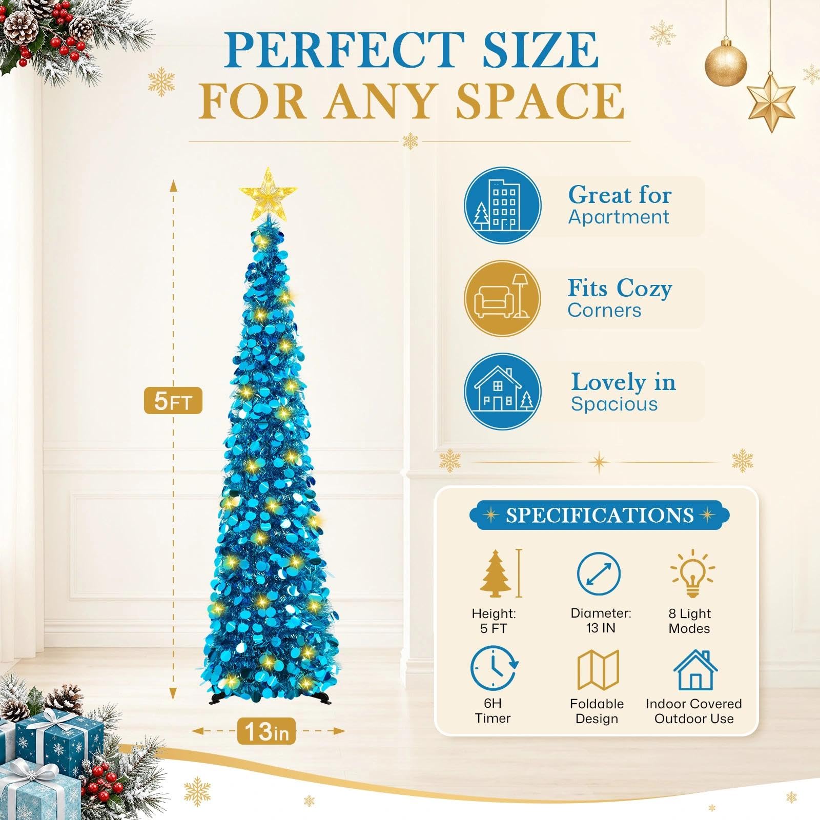 MACTING sapin à côté d'un meuble montrant hauteur et proportion visuelle