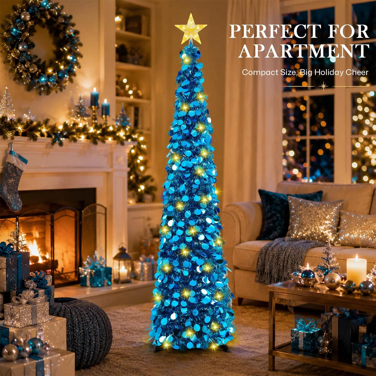 MACTING sapin dans appartement créant ambiance festive sans encombrement