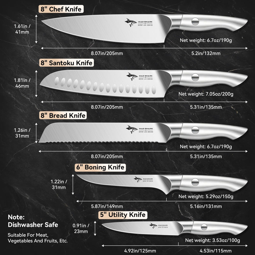 MAD SHARK comparaison d’échelle pour visualiser les tailles des lames