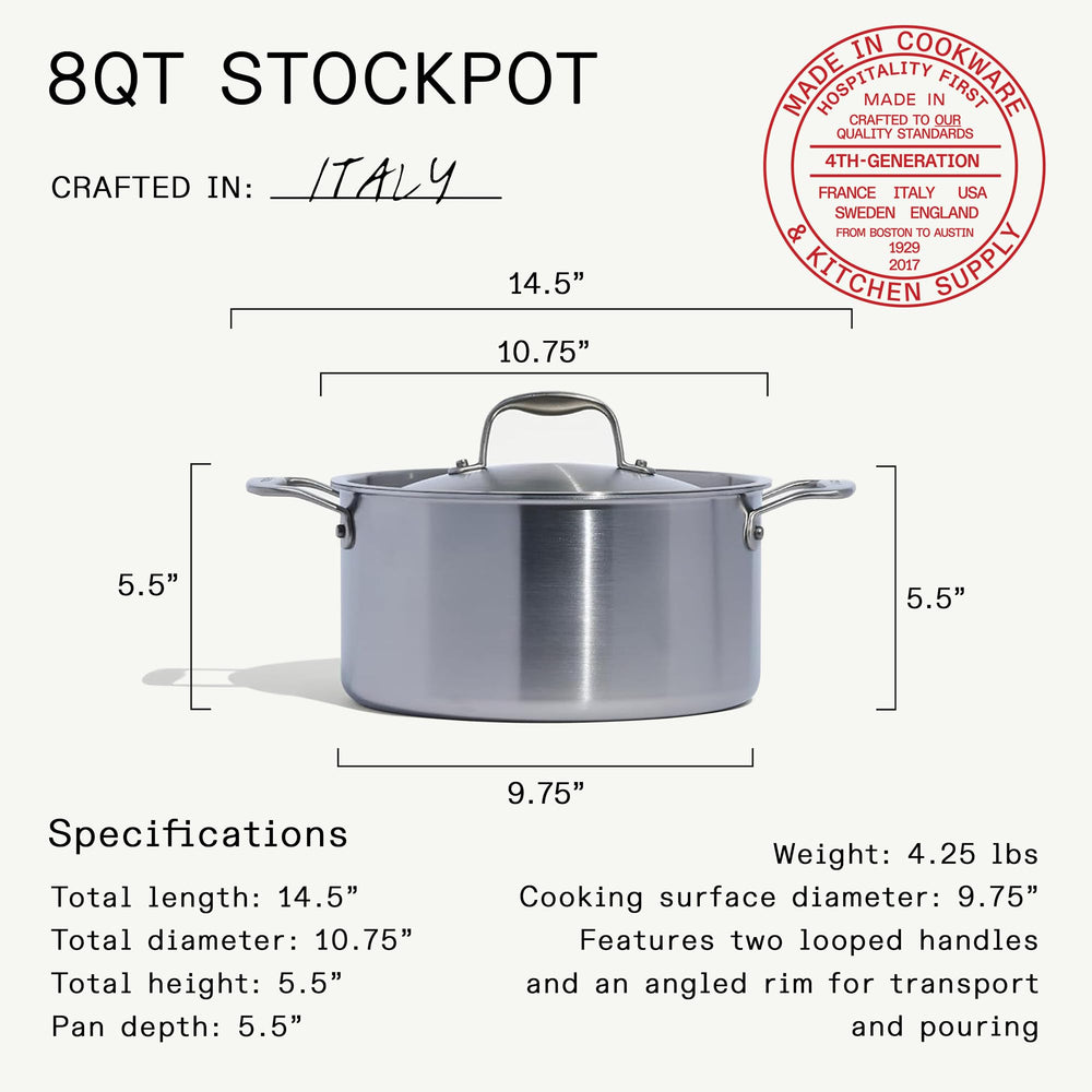 Made In casserole 8 qt avec couvercle montrant conservation de la chaleur