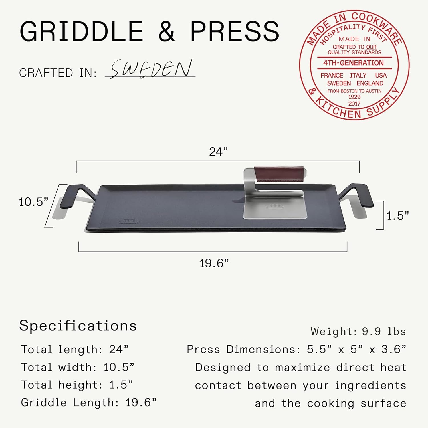 Made In presse gros plan illustrant la pression régulière et le brunissage