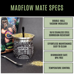 MADFLOW gobelet ouvert rempli de yerba montrant préparation traditionnelle facile