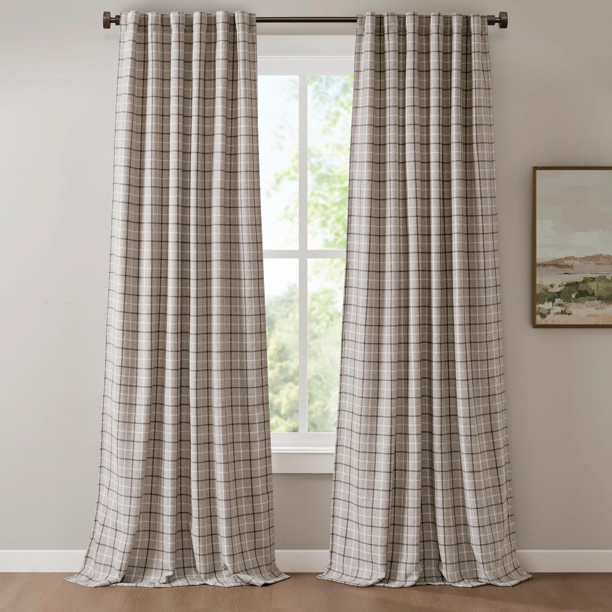 Madison Park rideau face montrant motif plaid et style cosy