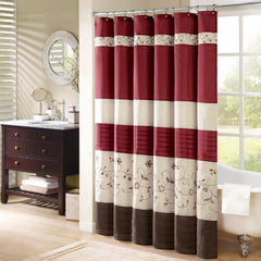 Madison Park rideau de douche face avant couleur rouge, élégance instantanée