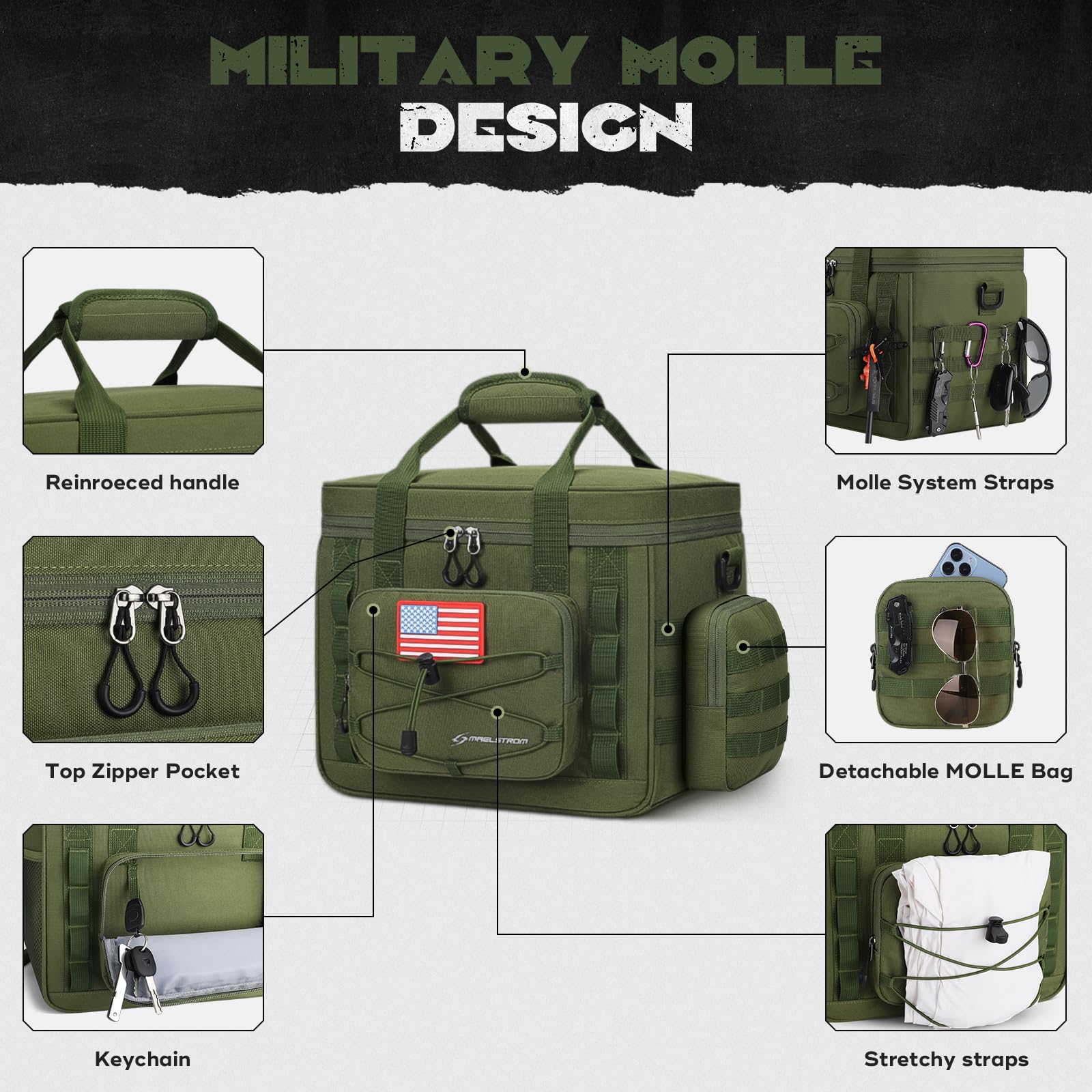 Maelstrom pochette MOLLE détachable montrant organisation d'outils et modularité