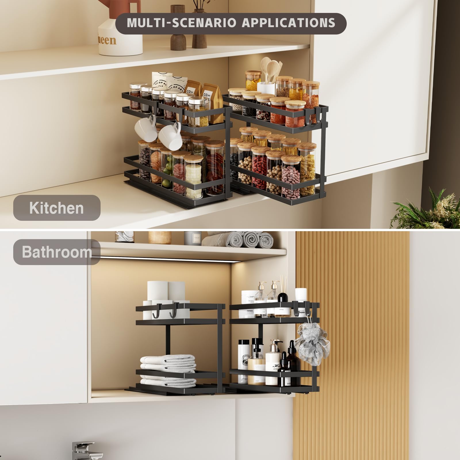 Magheo utilisé en cuisine et salle de bain, polyvalence pour condiments et soins