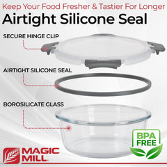 Magic Mill couvercle à verrou ouvert montrant joint silicone hermétique et antiv fuite