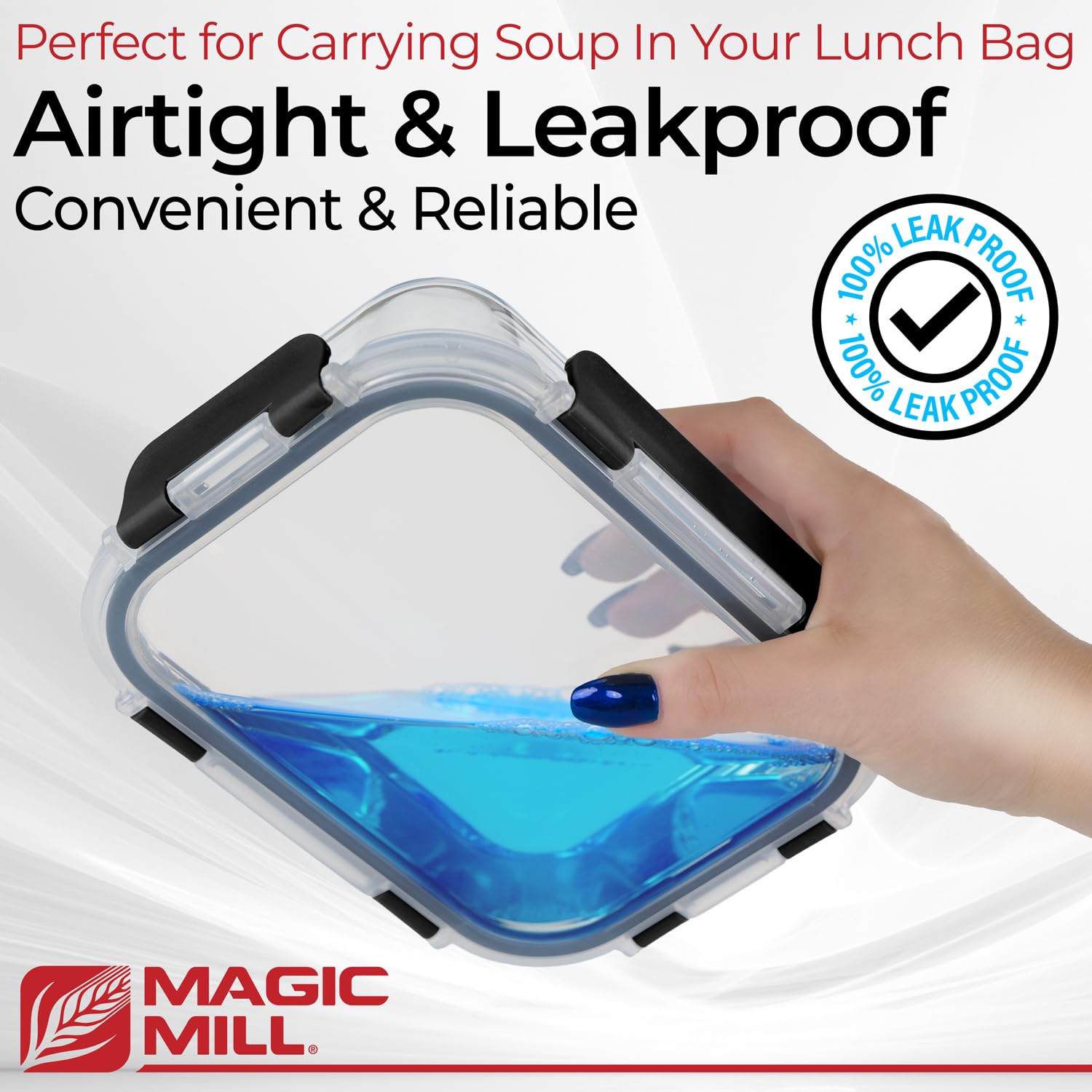 Magic Mill contenant utilisé dans une lunchbox prêt à emporter pour repas pratique