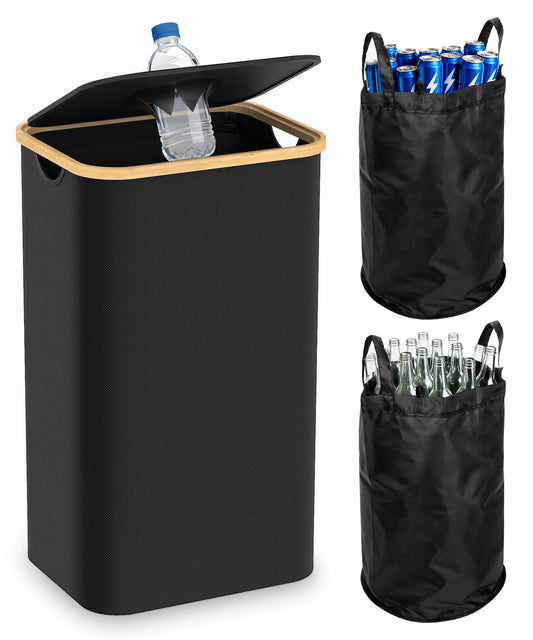 Magicheap vue avant du bac recyclage noir pour grande capacité