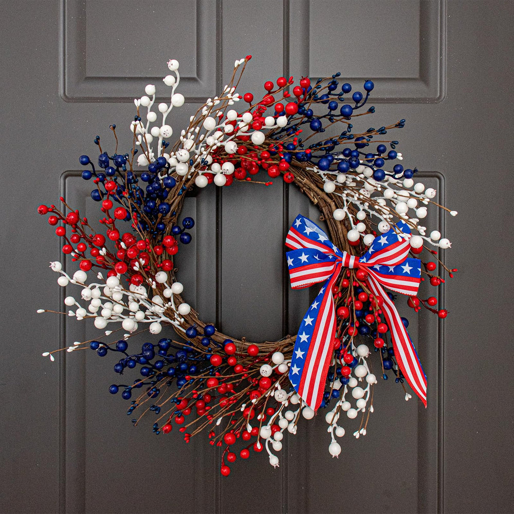 MagicWreath noeud tricolore soigné ajoutant mouvement et touche festive