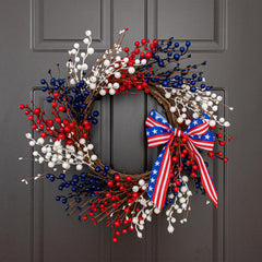 MagicWreath noeud tricolore soigné ajoutant mouvement et touche festive
