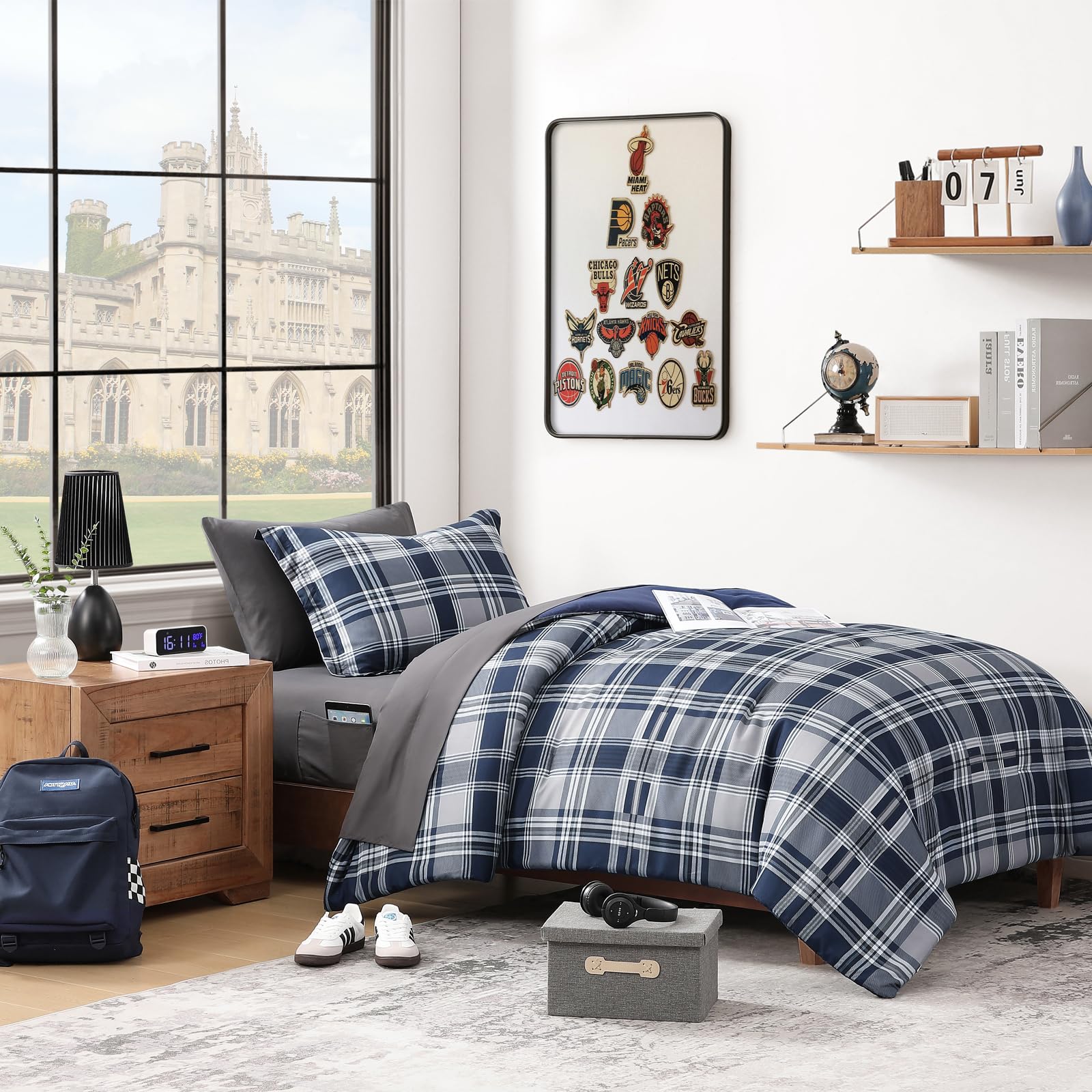 MaiRêve parure plaid bleu marine vue de face, apporte style et confort
