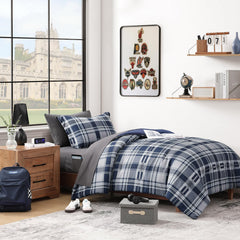 MaiRêve parure plaid bleu marine vue de face, apporte style et confort