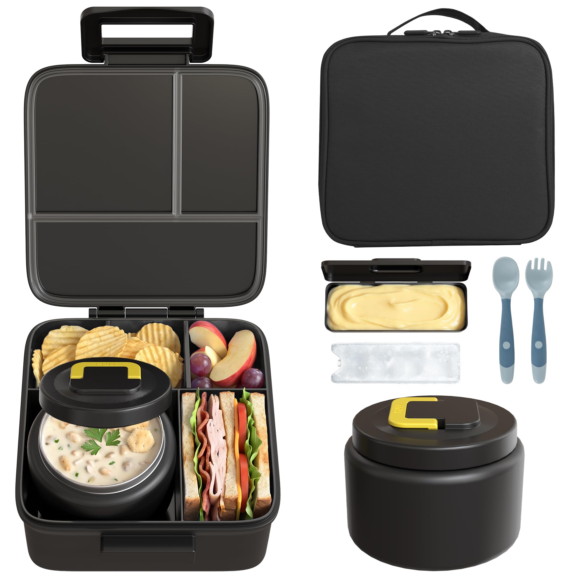 MAISON HUIS boîte bento ouverte montrant cinq compartiments et organisation pratique