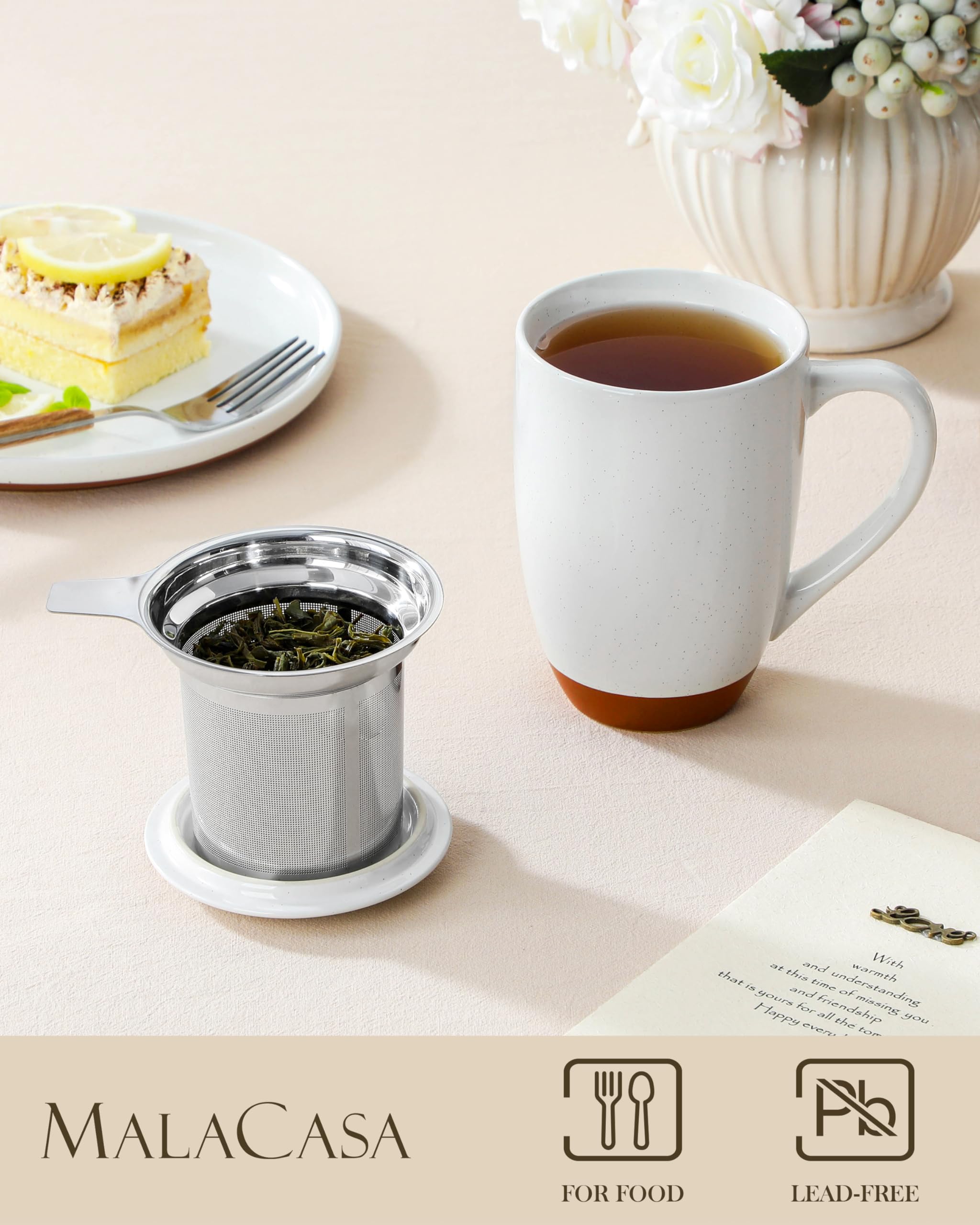 MALACASA couvercle utilisé comme soucoupe pour infuseur pratique