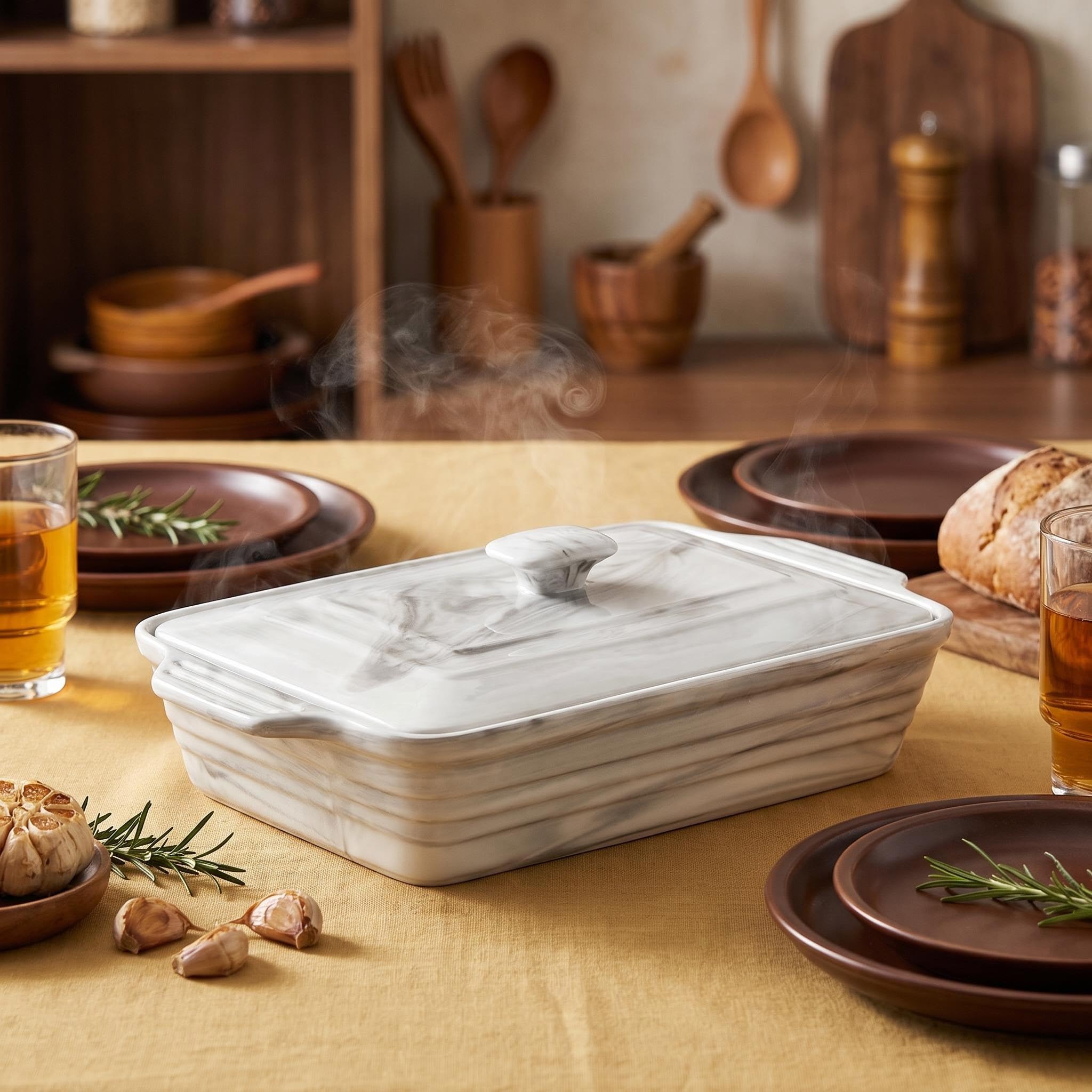 MALACASA plat posé sur une table dressée pour démontrer l'esthétique grise
