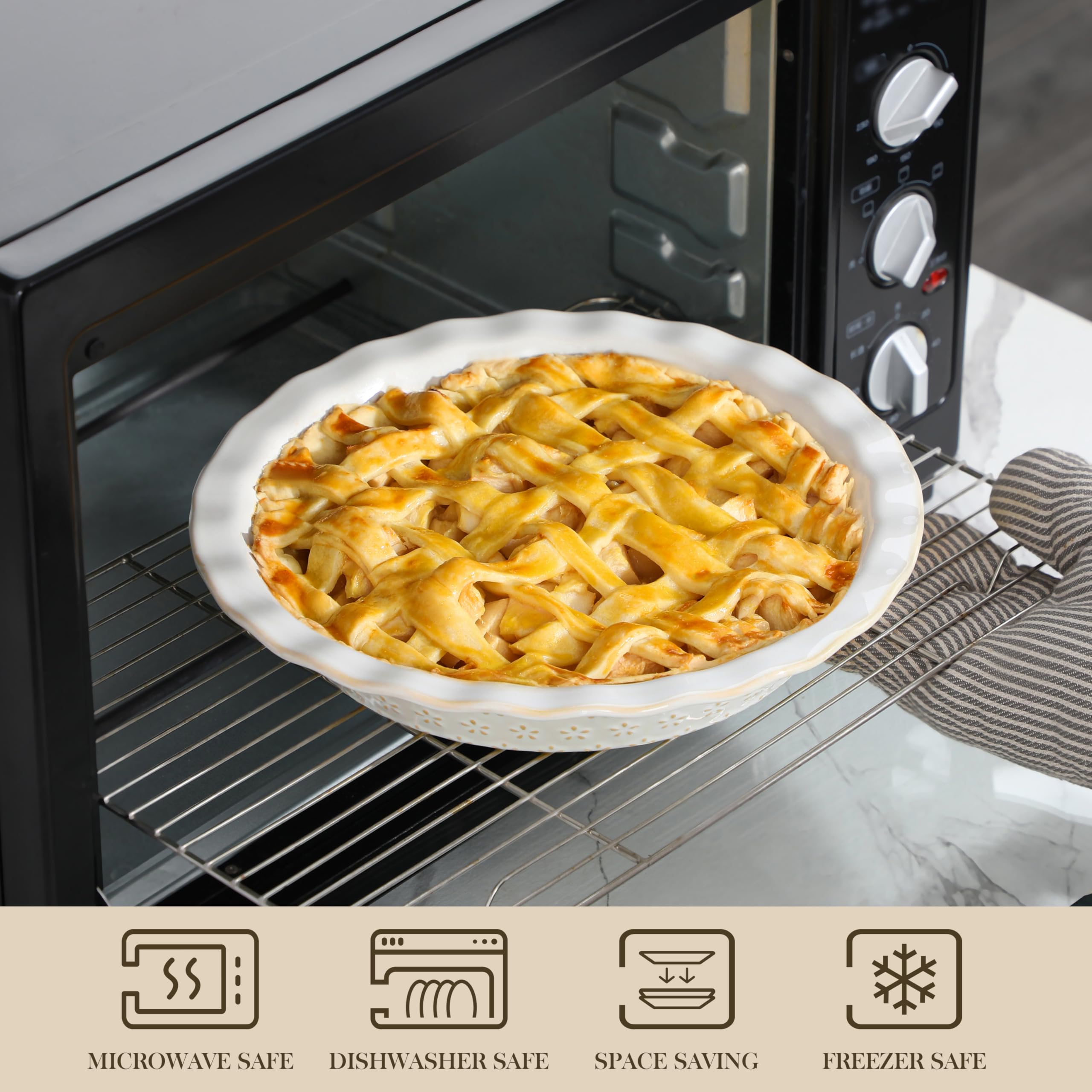 MALACASA plat rempli d’une tarte cuite, service direct du four