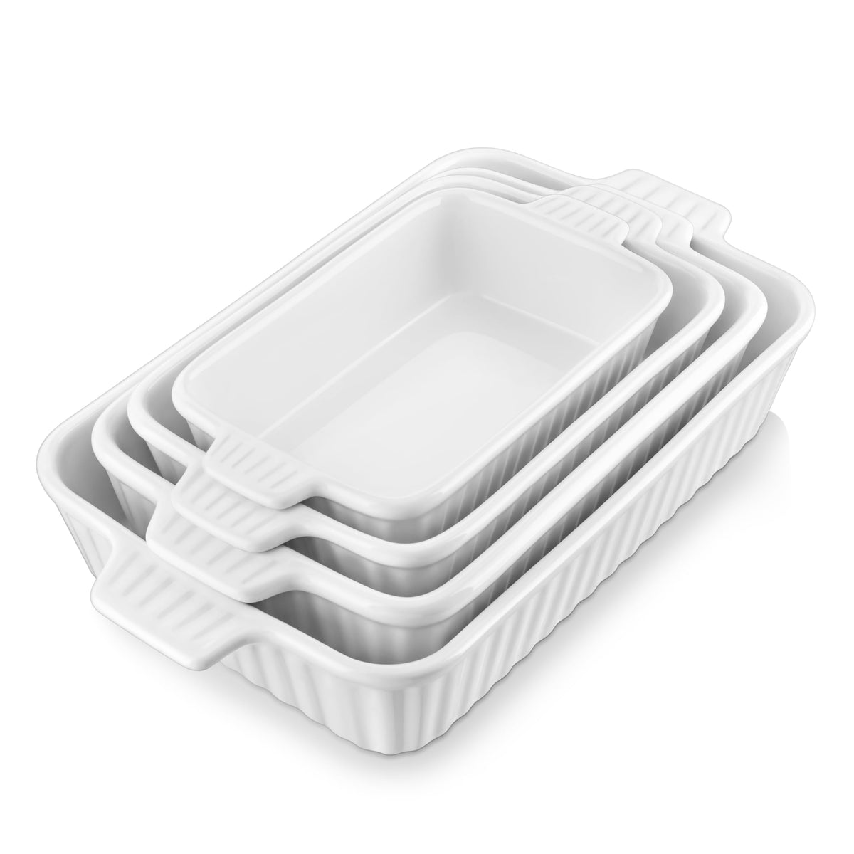 MALACASA plat rectangulaire avant présentant finition blanche et utilisation résistante