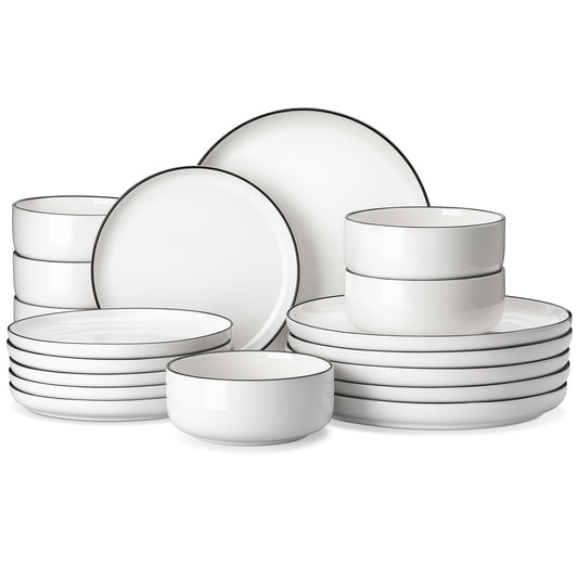 MALACASA ensemble complet 18 pièces blanc durable pour repas quotidiens