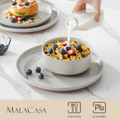 MALACASA assiettes salade TARA disposées, design tacheté harmonieux