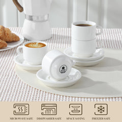 MALACASA tasses empilées sur support, gain de place visible